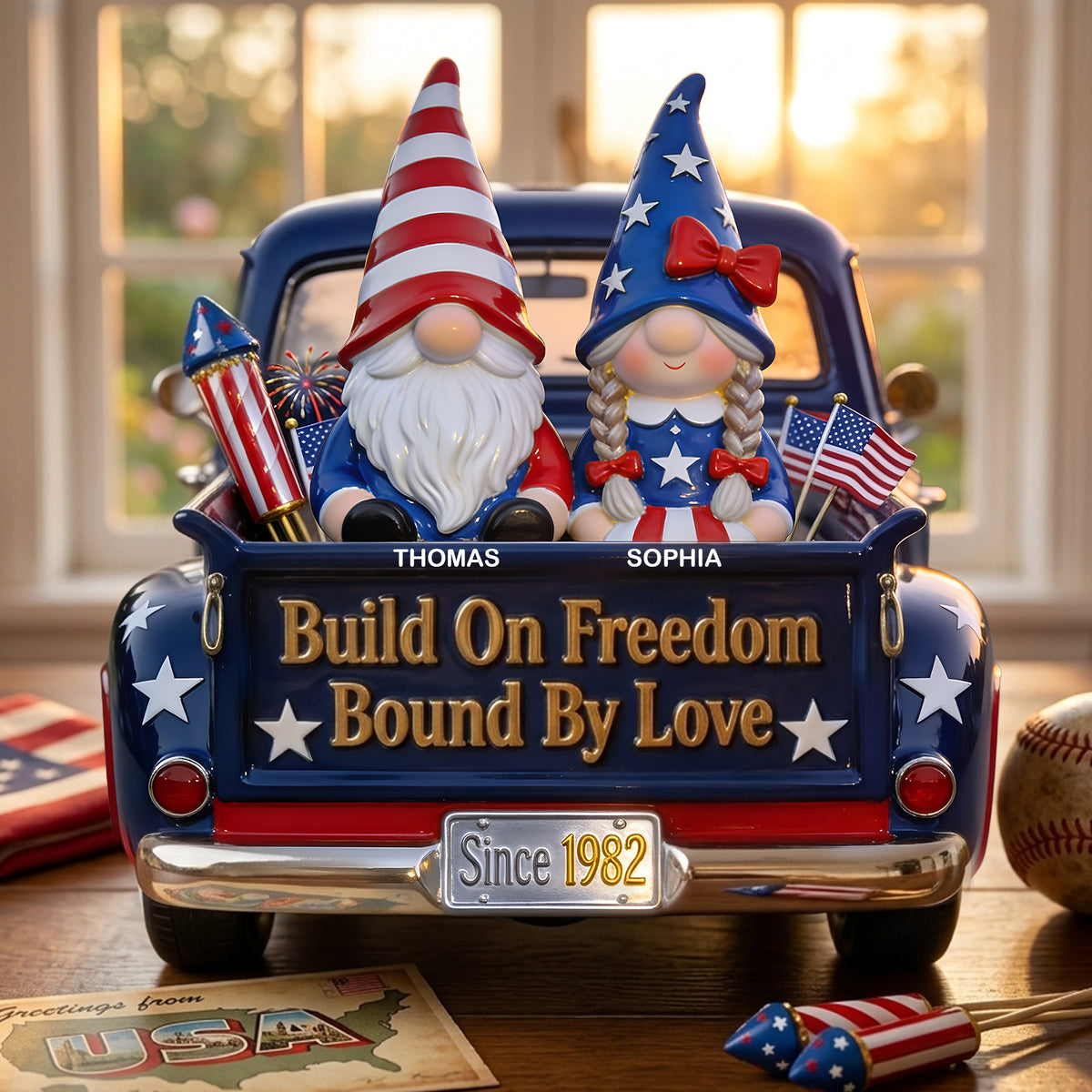 Gnome Couple 250th Anniversary Acrylic Plaque - Personalized Gifts For Patriotics Plaque 01PGLU070426-Homacus