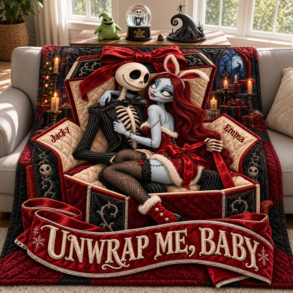 Spooky Naughty Couple Blanket - Personalized Christmas Gifts For Couples 05halu131026-Homacus