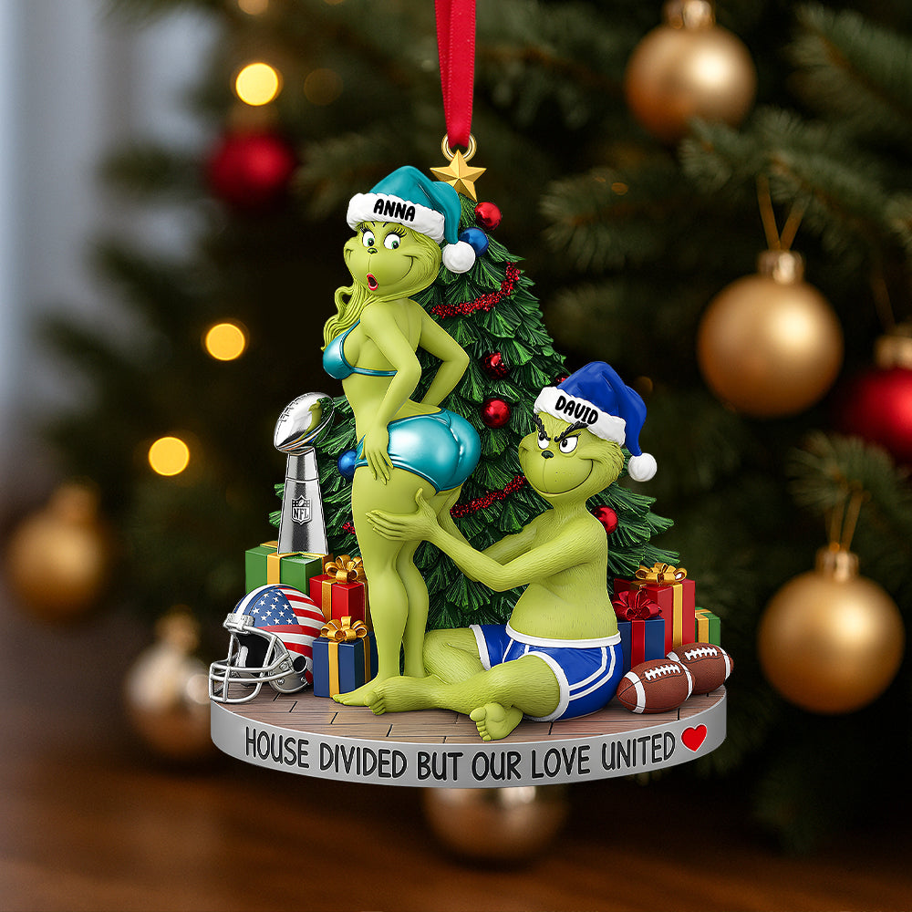 Green Monster Couple - House Divided Ornament - Personalized Christmas Gifts-Homacus