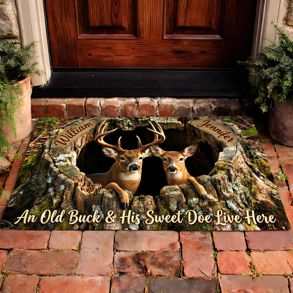 Deer Couple Doormat Personalized Gifts For Couple 06TGDT260126-Homacus