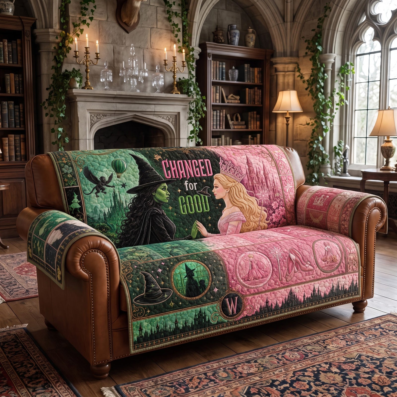Enchanted Best Friends Quilted Sofa Cover Personalized Home Decor Gift 04HUQN290726-Homacus