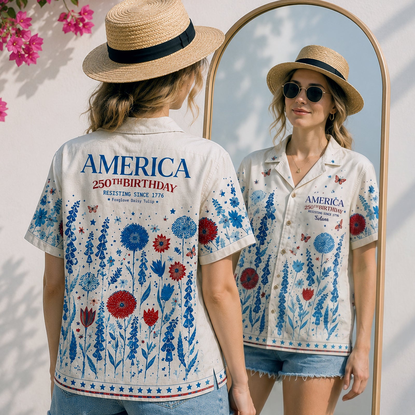Subtle Folk Flowers Patriotic USA Hawaiian Shirt, Personalized Gifts For Patriots 02qhlu030626-Homacus