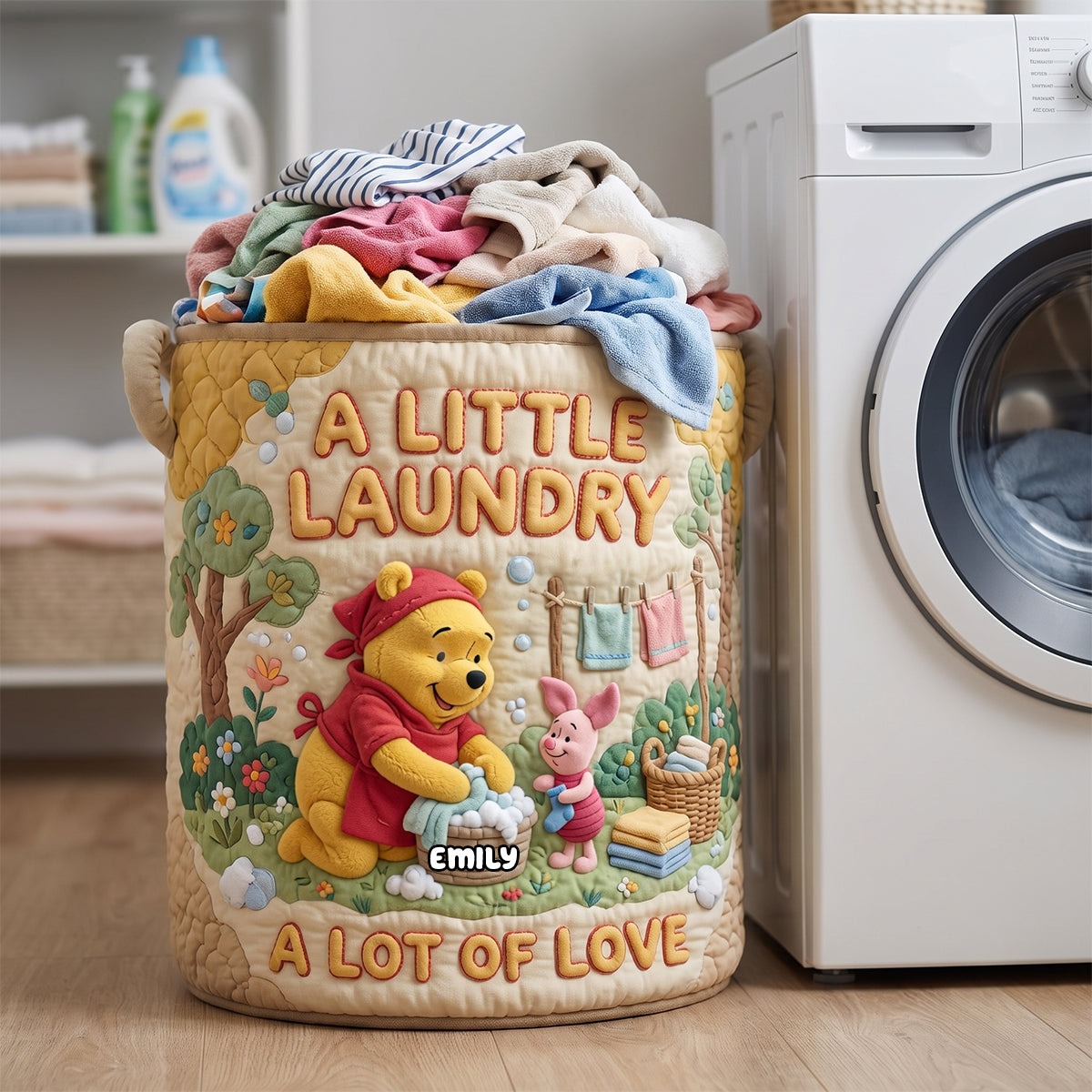 A Little Laundry A Lot Of Love Quilted Laundry Basket - Personalized Gifts 04tydh300626-Homacus
