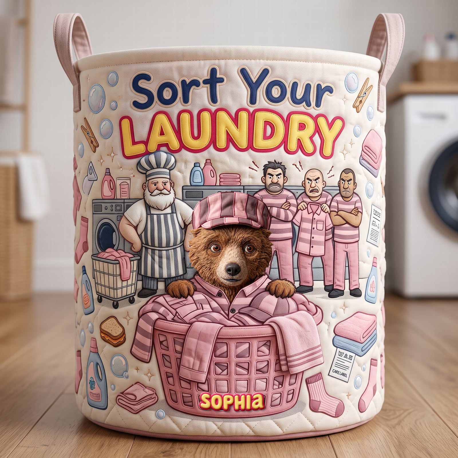 Fun Color Bleeding Quilted Laundry Basket, Personalized Gifts 02qhqn110726-Homacus