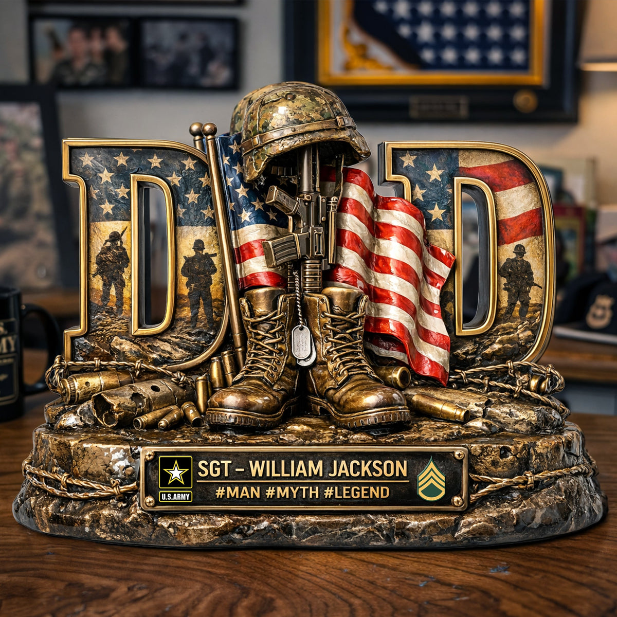 Proud Veteran Dad Acrylic Plaque - Personalized Gifts For Dad 01TYLU090326-Homacus