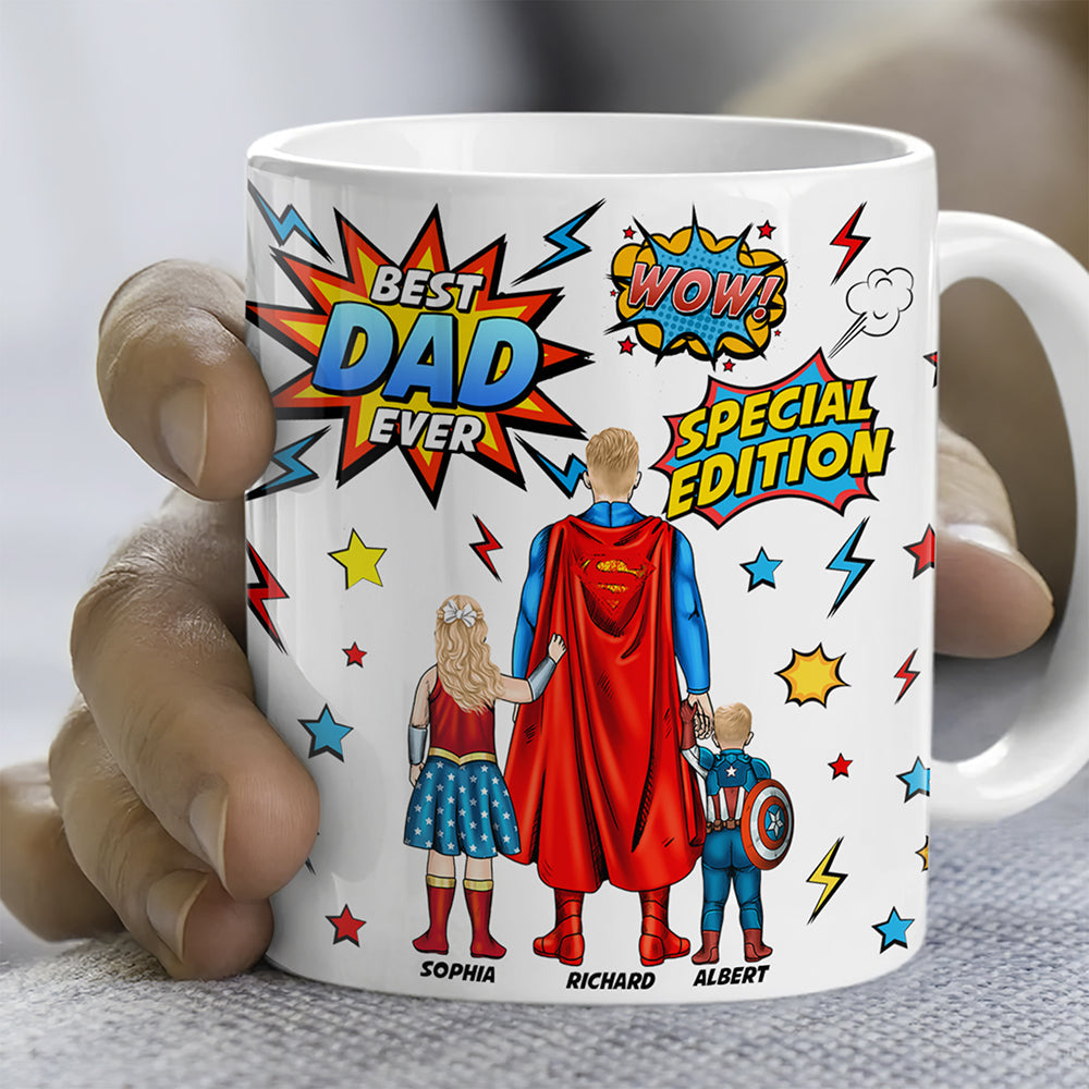 Personalized Gifts For Dad Coffee Mug Father's Day Super Dad And Kids 052ACQN200325PA-Homacus