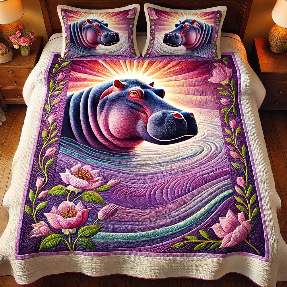 Gifts For Highland Hippo Lovers Quilt Bedding Set Special Line 04xqqn140125-Homacus