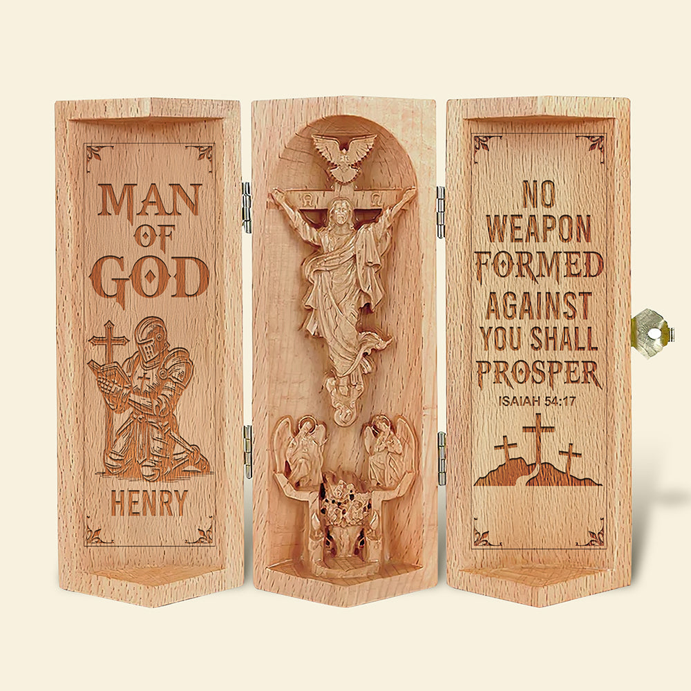 Personalized Gifts For Christian Openable Wooden Cylinder Sculpture of Jesus Christ 04toqn240125-Homacus