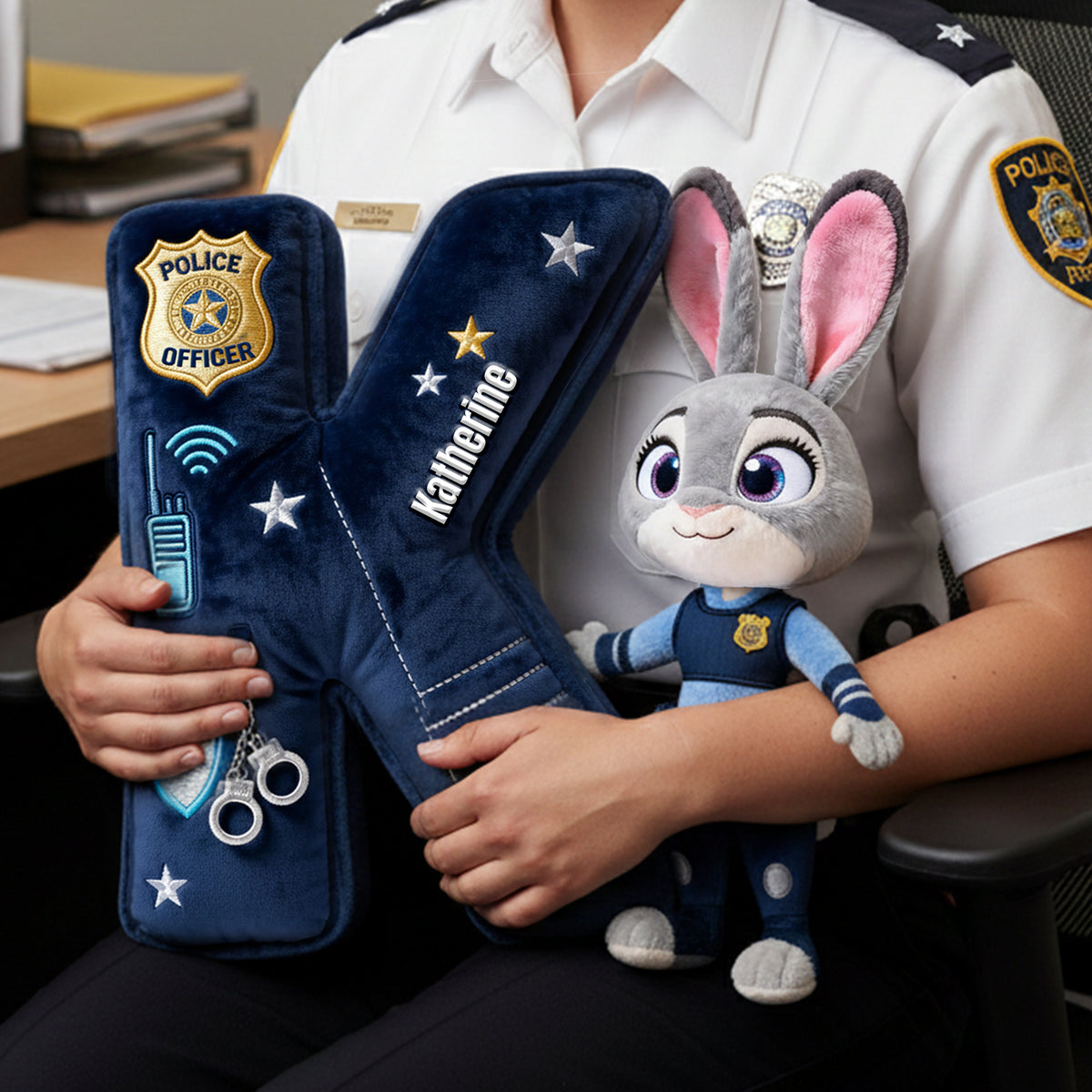 Cute Police Buddy Initial Pillow - Personalized Gift For Police Officer 01PGLU101225-Homacus