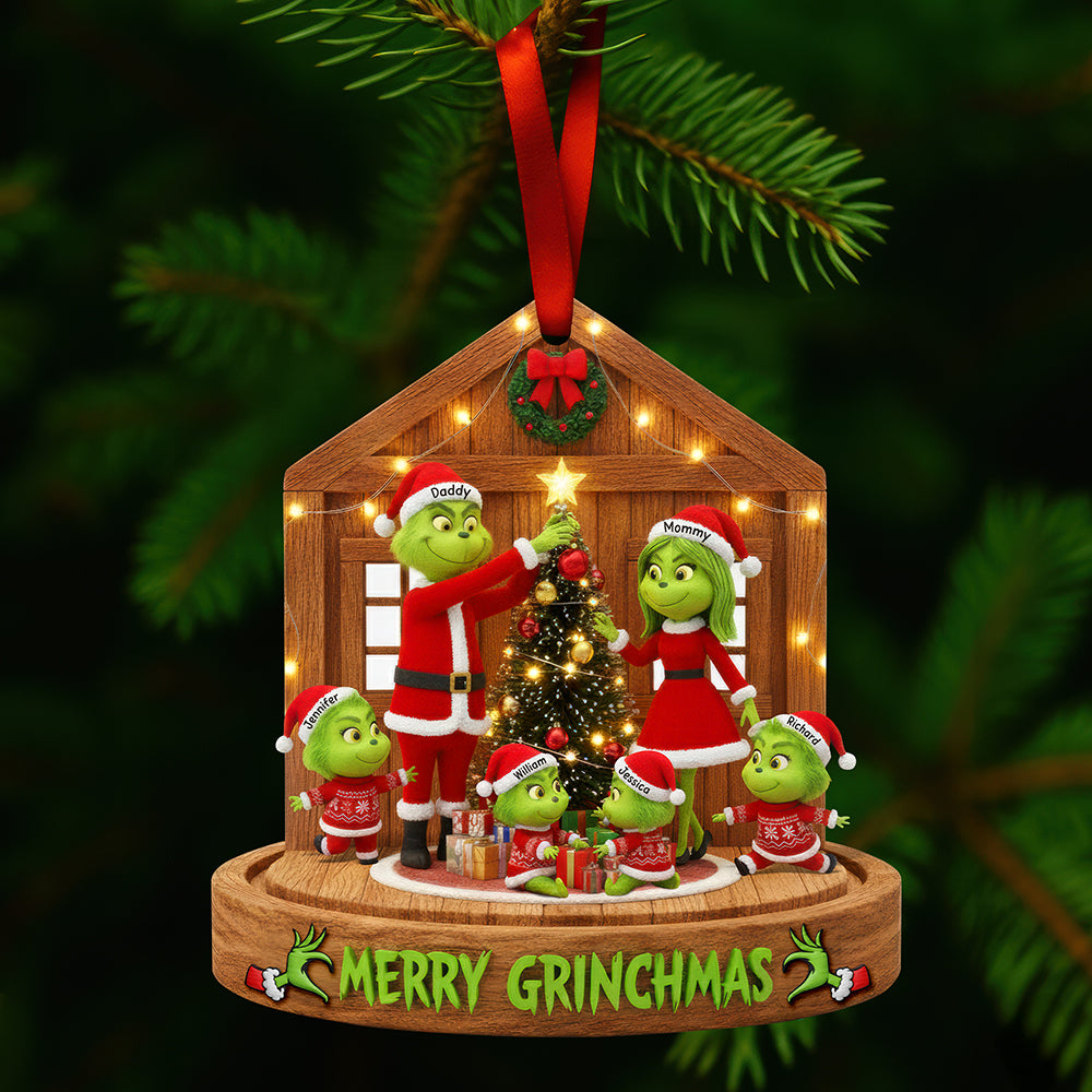 Fun Green Family Christmas Ornament, Personalized Gifts For Family 01qhqn180925-Homacus
