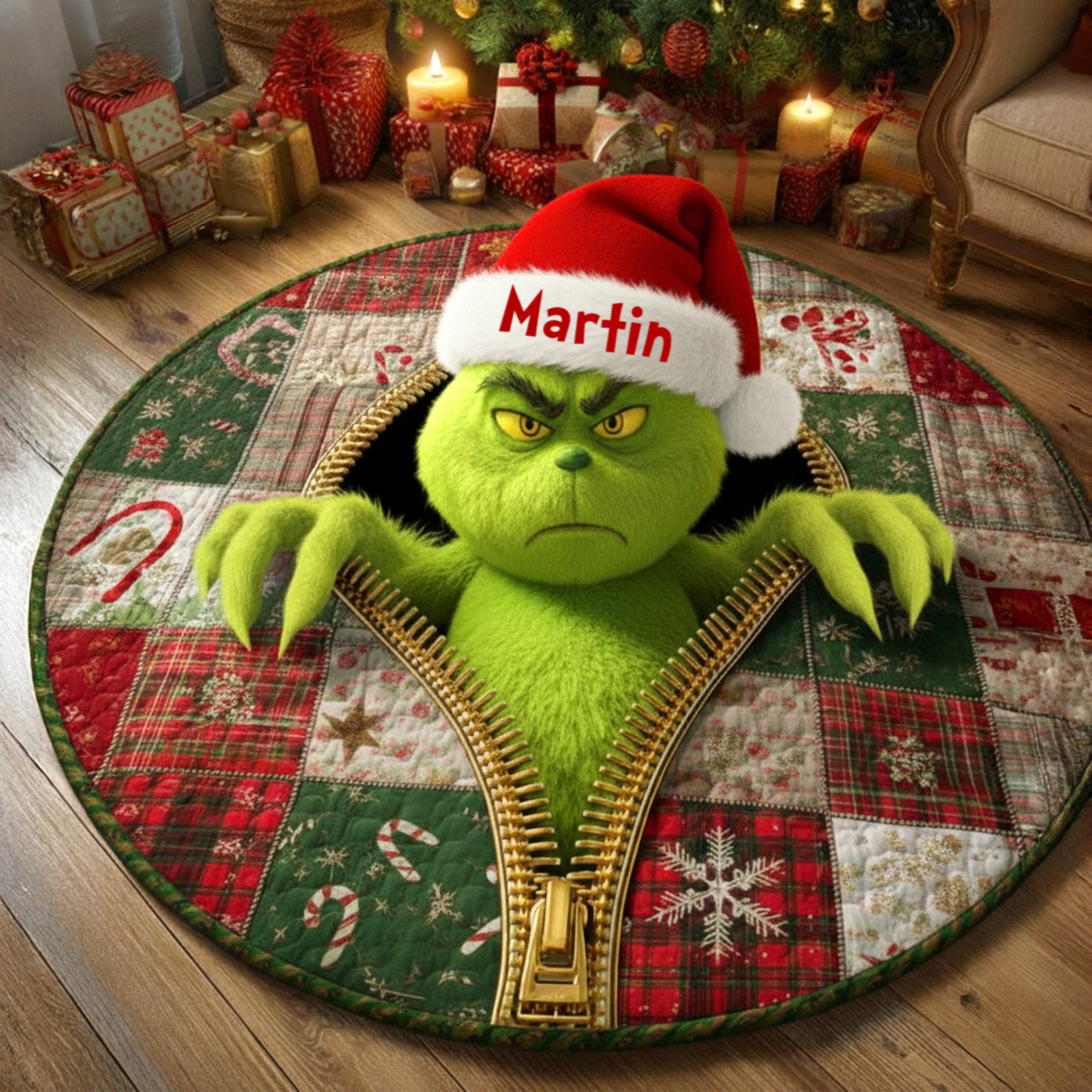 Christmas Fun Quilted Round Mat Personalized Gifts 05NAMG231025-Homacus