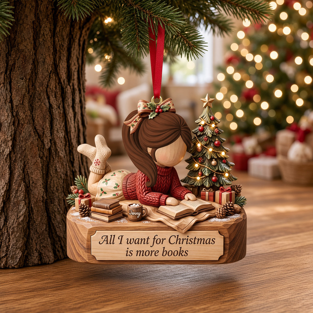 Bookish Girl Christmas Custom Shape Ornament - Personalized Gifts For Book Lovers 01PGTN131026-Homacus