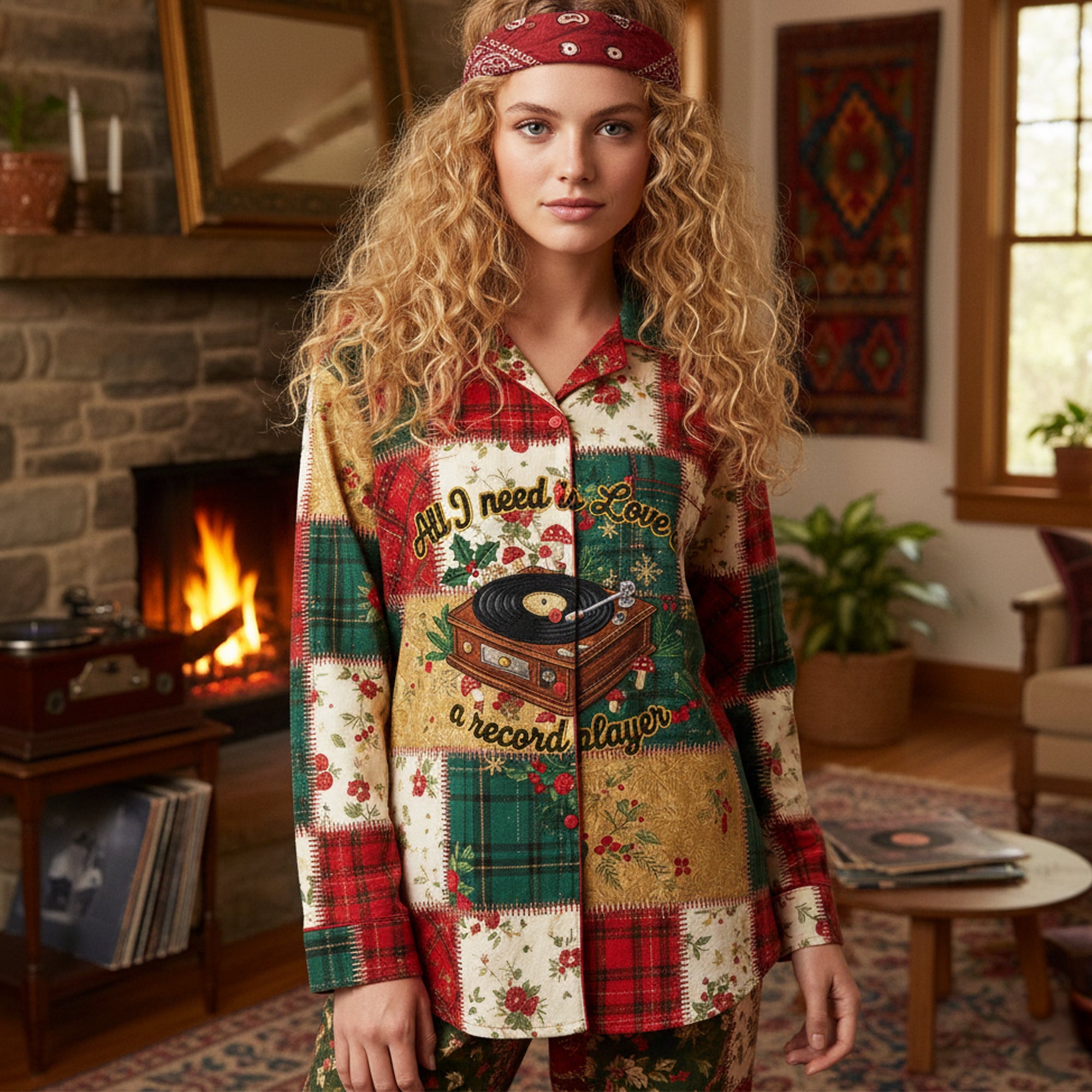 Vinyl Records Lovers Button Up Pajama Set - Christmas Gifts 01paqn201125-Homacus