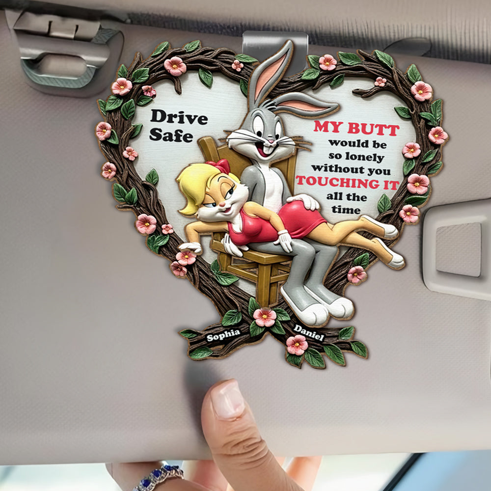 Naughty Rabbit Couple Car Visor Clip Personalized Gifts For Couple 03qhdt290525-Homacus