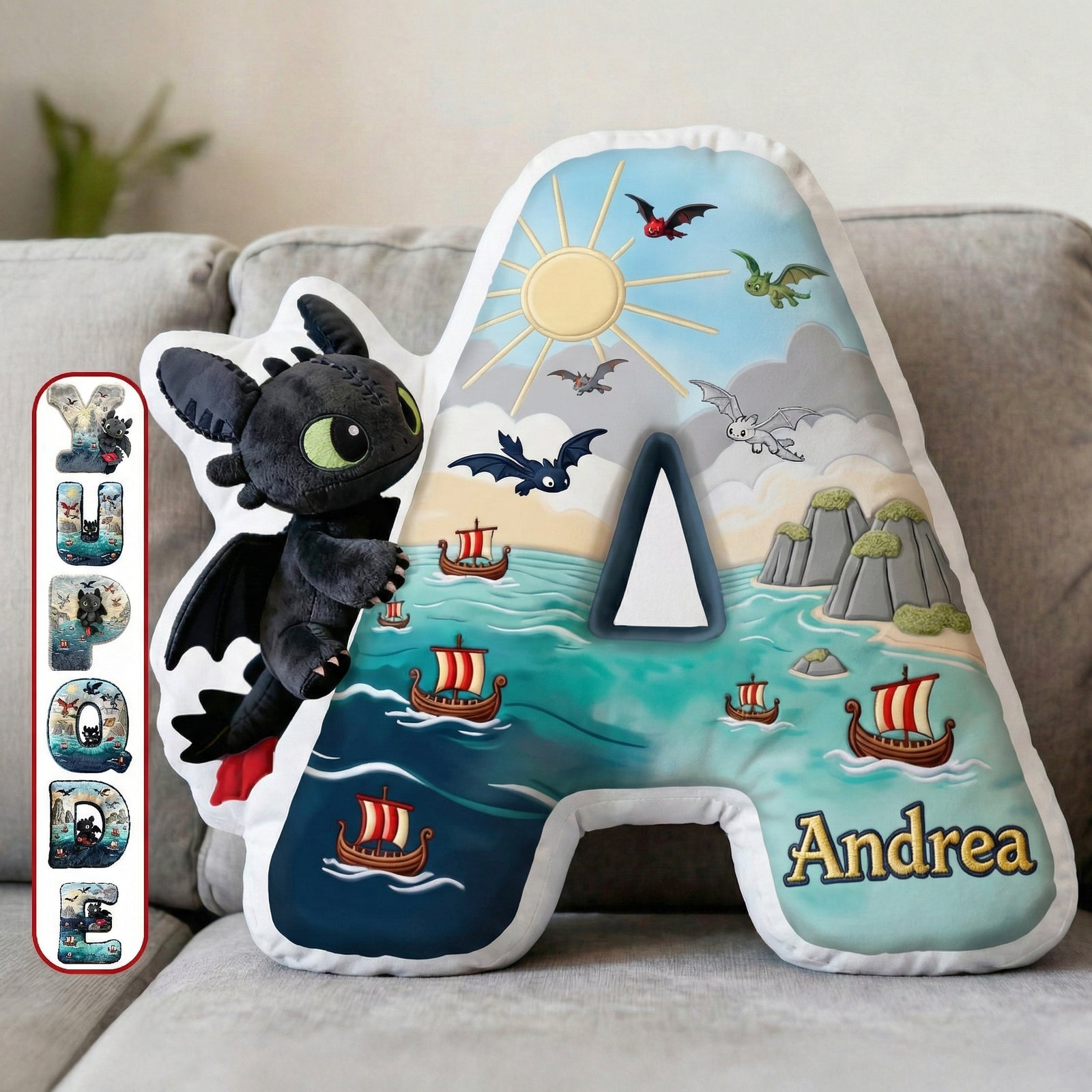 Fantasy World Alphabet Initial Letter Shaped Pillow - Personalized Gifts For Kids & Cuteness Lovers 01qhmg101225-Homacus