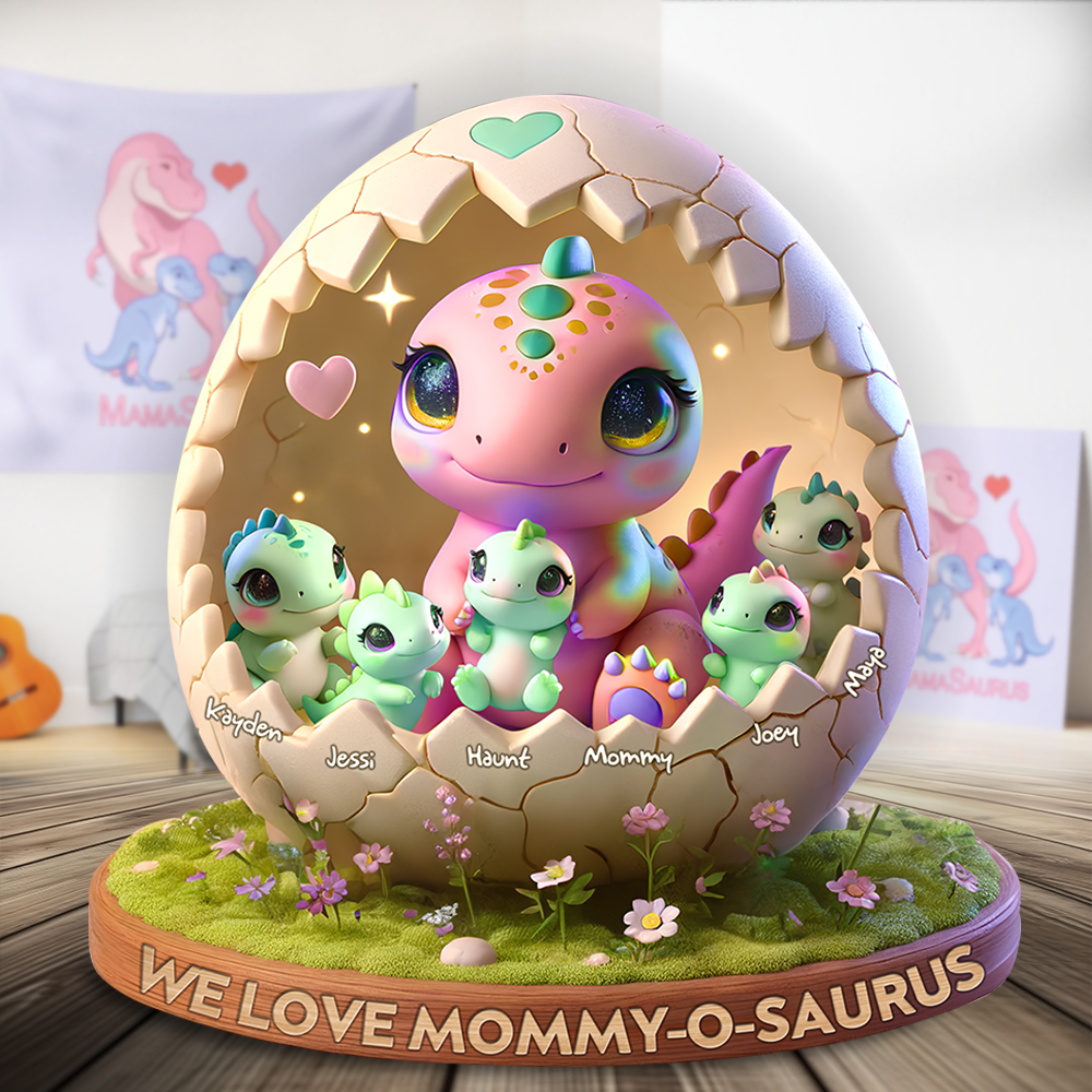 Dinosaur Mom Plaque - Personalized Gifts For Mother 03KALU020425-Homacus