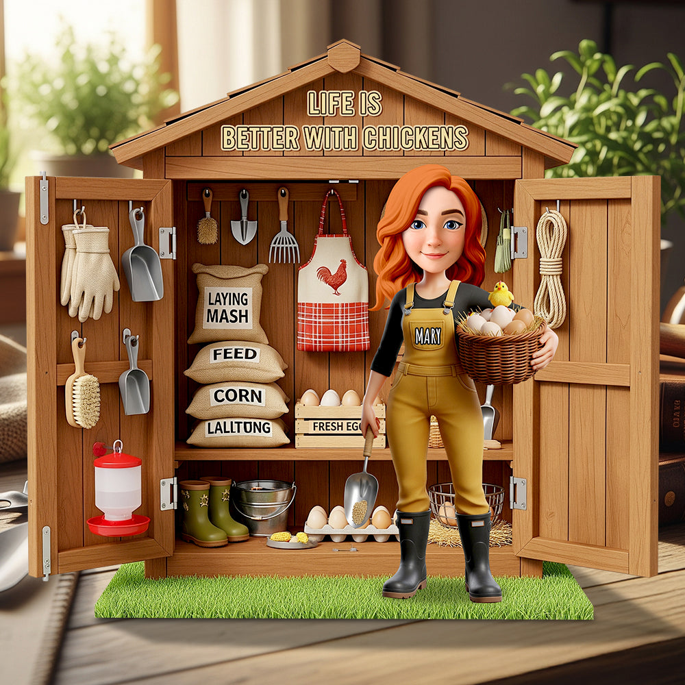 Chicken Girl Acrylic Plaque Personalized Gifts For Farmers 04OHDT160625-Homacus