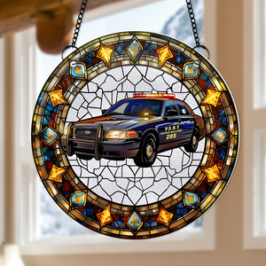 Personalized Christmas Gifts For Police Car Lovers Suncatcher Ornament 78acpu290824-Homacus