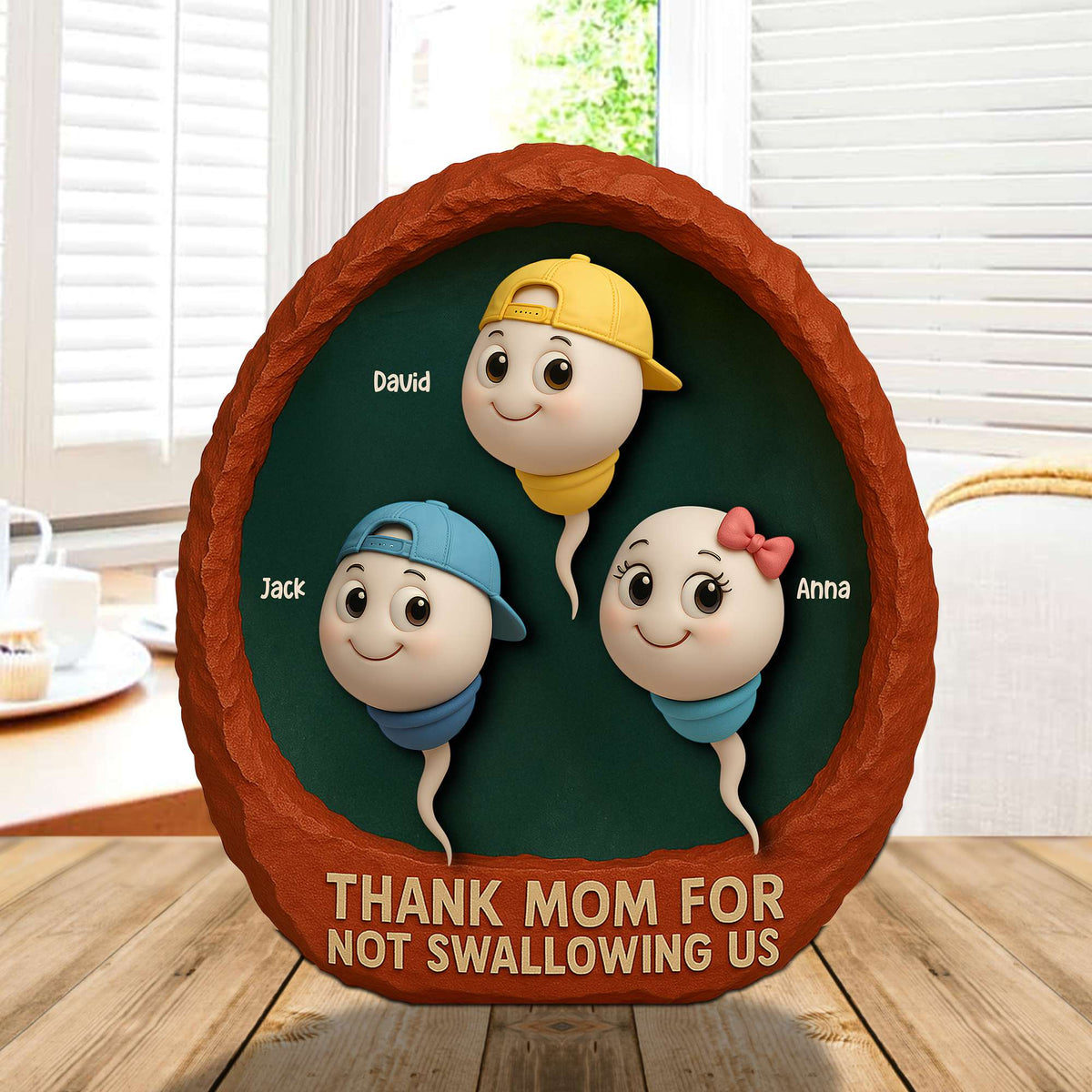 Personalized Gifts For Mom Plaque Thank You For Not Swallowing Us Funny Kids 01OHTN140425-Homacus