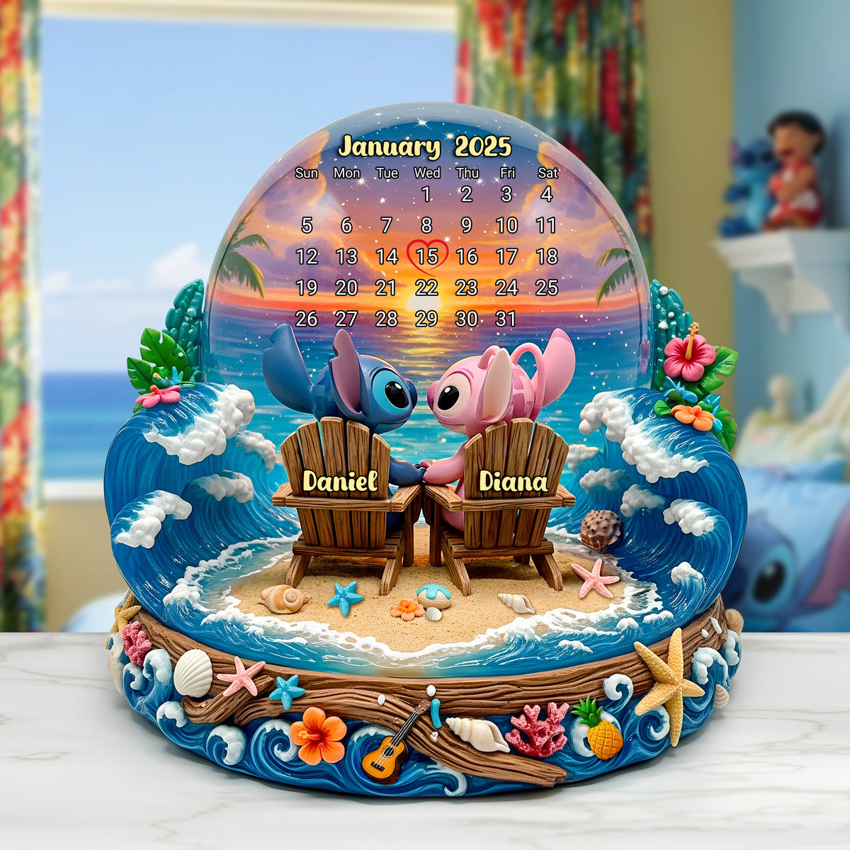 Cartoon Beach Couple Acrylic Plaque Personalized Gifts 02tolu260625-Homacus