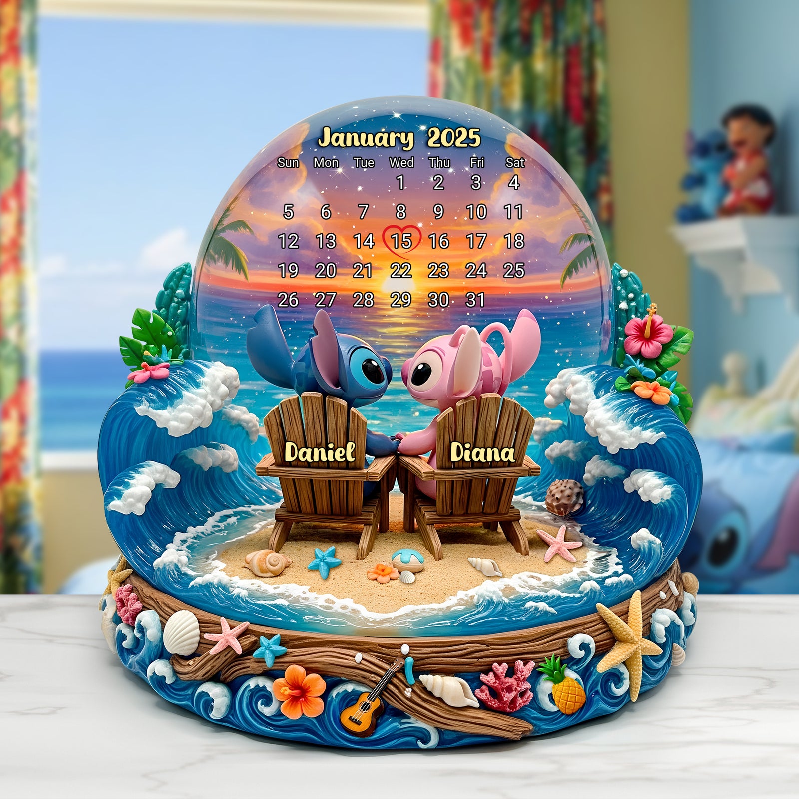 Cartoon Beach Couple Acrylic Plaque Personalized Gifts 02tolu260625-Homacus