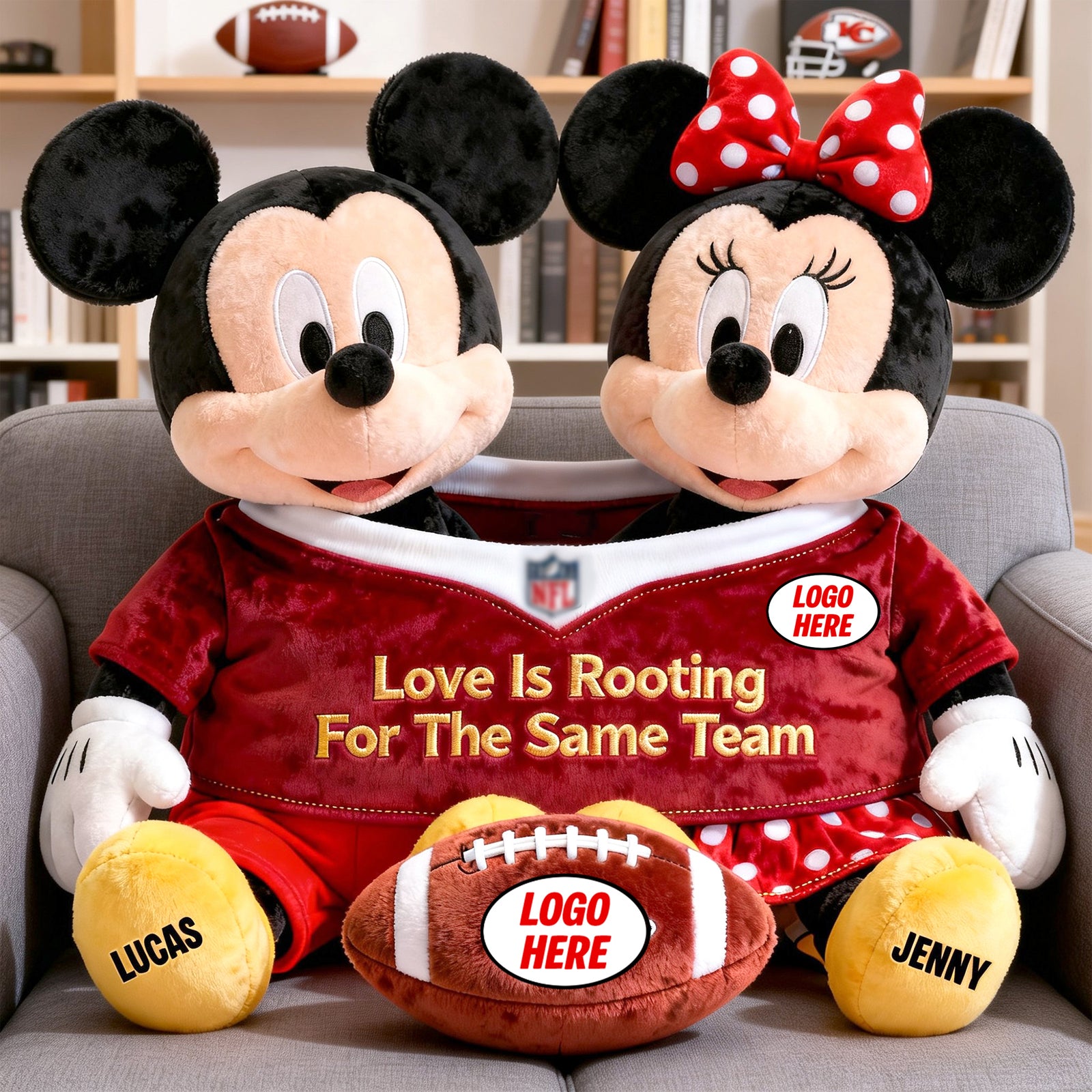 Couple American Football Custom Shape Pillow - Personalized Gifts For Couple 05natn191225-Homacus