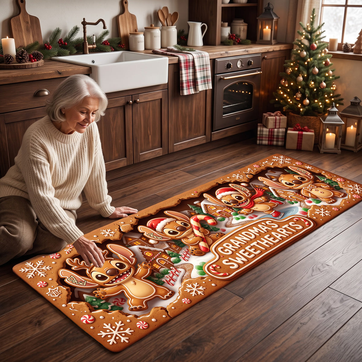 Lovely Gingerbread Sweetheart Runner Rug - Personalized Gifts For Family 01palu220826-Homacus