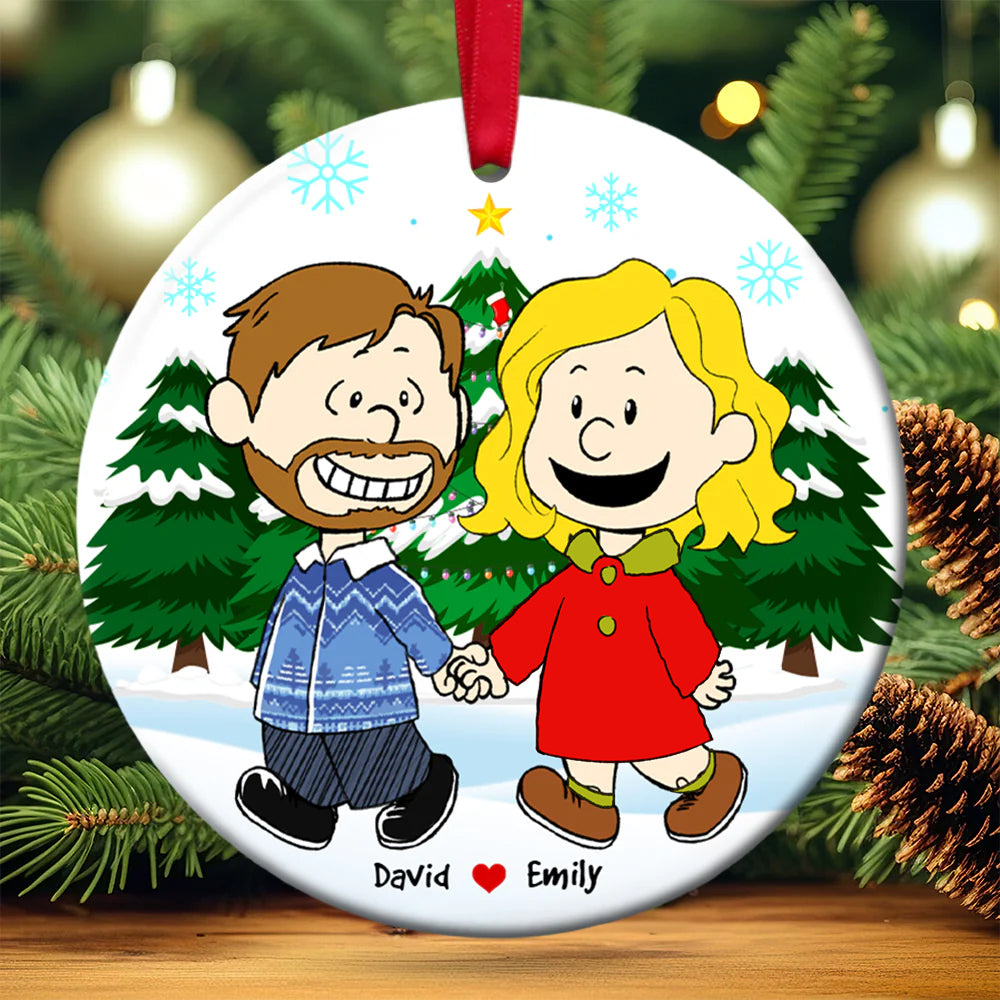 Kissing Couple Circle Ceramic Ornament - Personalized Gifts For Couple 01acac091124-Homacus