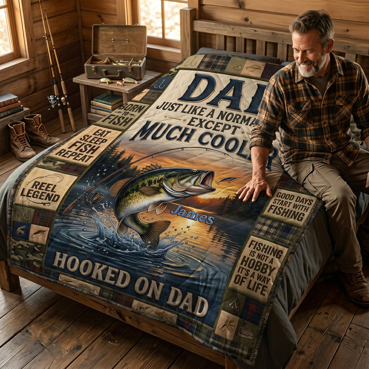 Hooked On Papa Forever Blanket - Personalized Gifts For Dad 02TYTA230426-Homacus