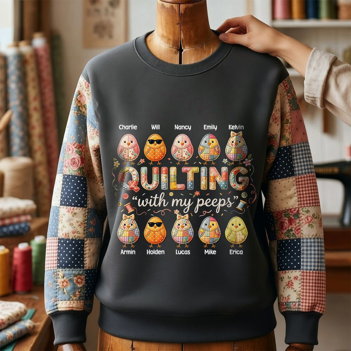 Quilting With My Peeps - Personalized Easter Gifts For Grandma Shirt 01pamg200326-Homacus