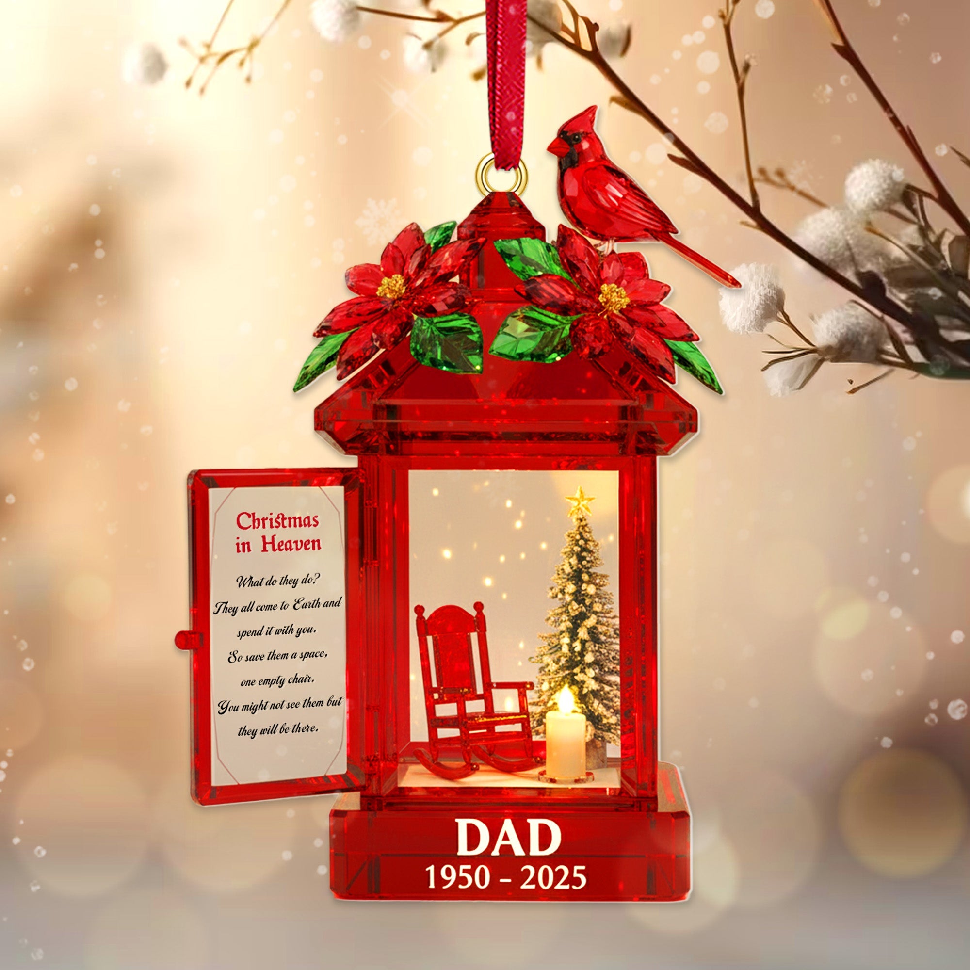 Memorial Cardinal Bird Acrylic Ornament - Personalized Gifts For Christmas Ornament 03TOMG071025-Homacus