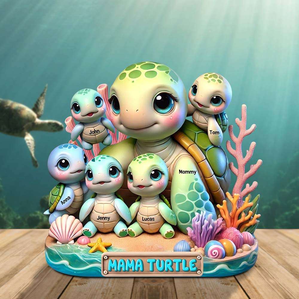 Turtle Mama Plaque - Personalized Christmas Gifts For Mom 03qhtn030425-Homacus