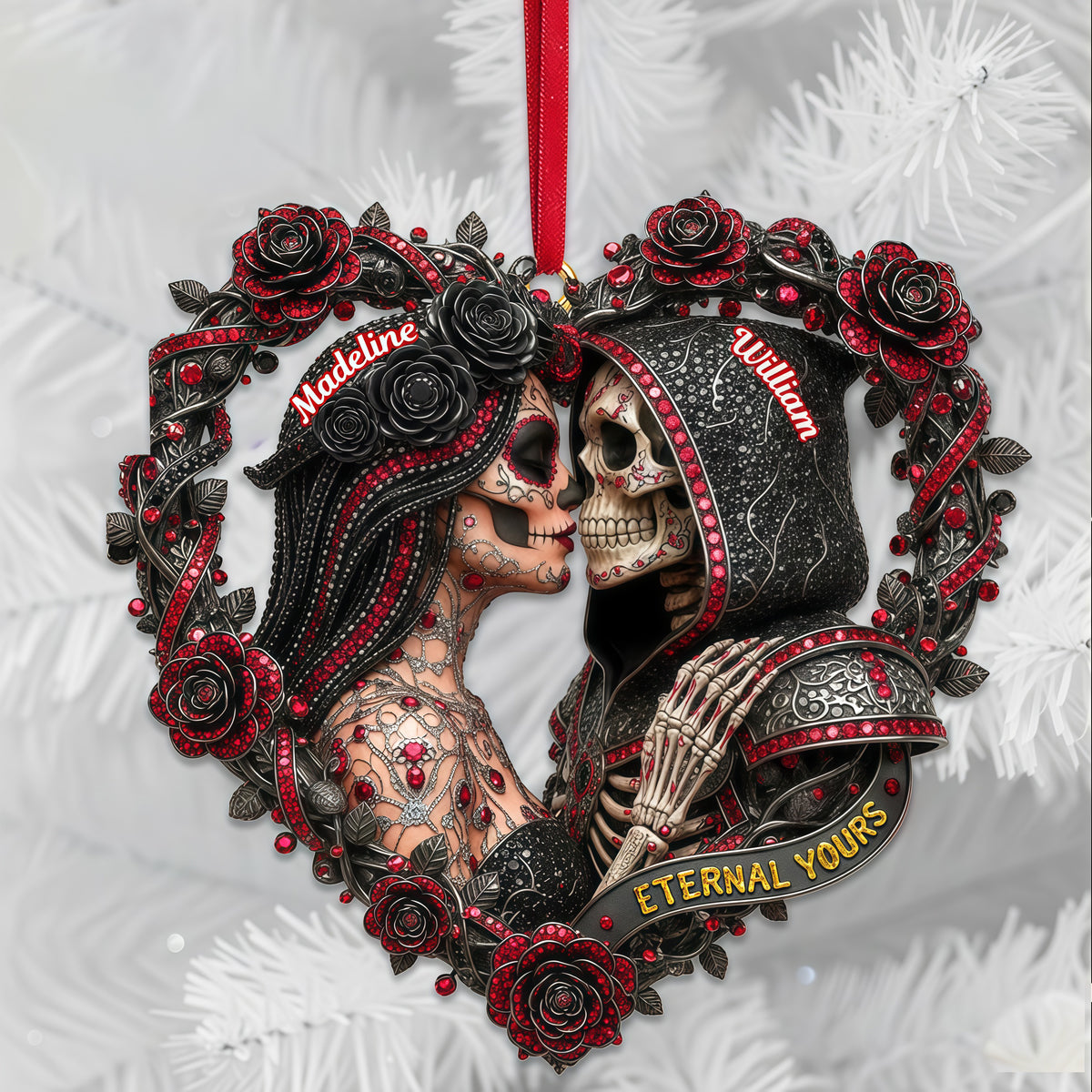 Skull Couple Ornament Personalized Christmas Gifts 04OHMG231025-Homacus