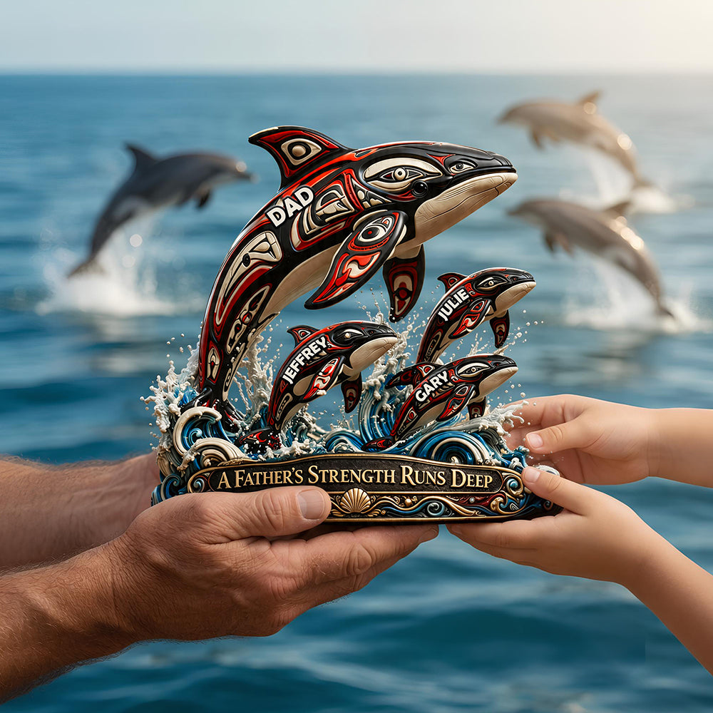 Dolphin Dad Indigenous Acrylic Plaque - Personalized Gifts For Dad 02TODT180426-Homacus