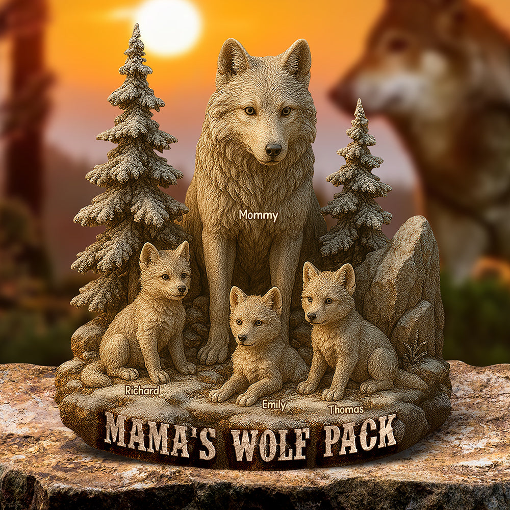 Personalized Christmas Gifts For Mom – Mama Wolf And Cubs Acrylic Plaque 04xqqn030425-Homacus