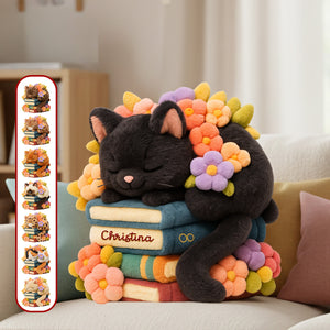 Cat With Books Custom Shaped Pillow - Personalized Gifts For Book Lover 05namg031225-Homacus
