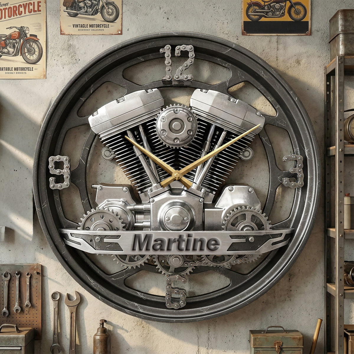 Motorcycle Engine Hanging Wall Clock - Personalized Gifts For Bikers 04kimg221225-Homacus