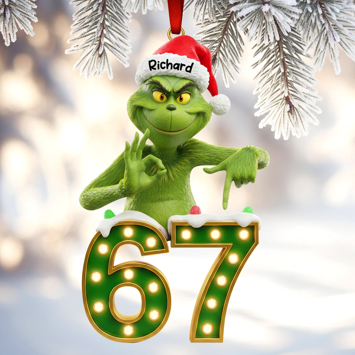 Green Monster Says Six Seven Acrylic Ornament - Personalized Christmas Gifts 02OHQN181125-Homacus