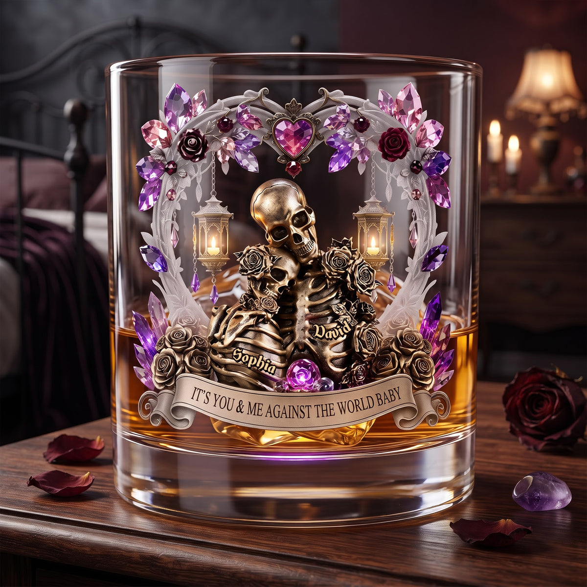 Twisted Skull Couple Drinking Glass - Personalized Gifts For Couple 02qhlu310726
