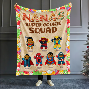 Personalized Christmas Gifts For Grandma Blanket, Super Cookie Squad 02kapu111024-Homacus