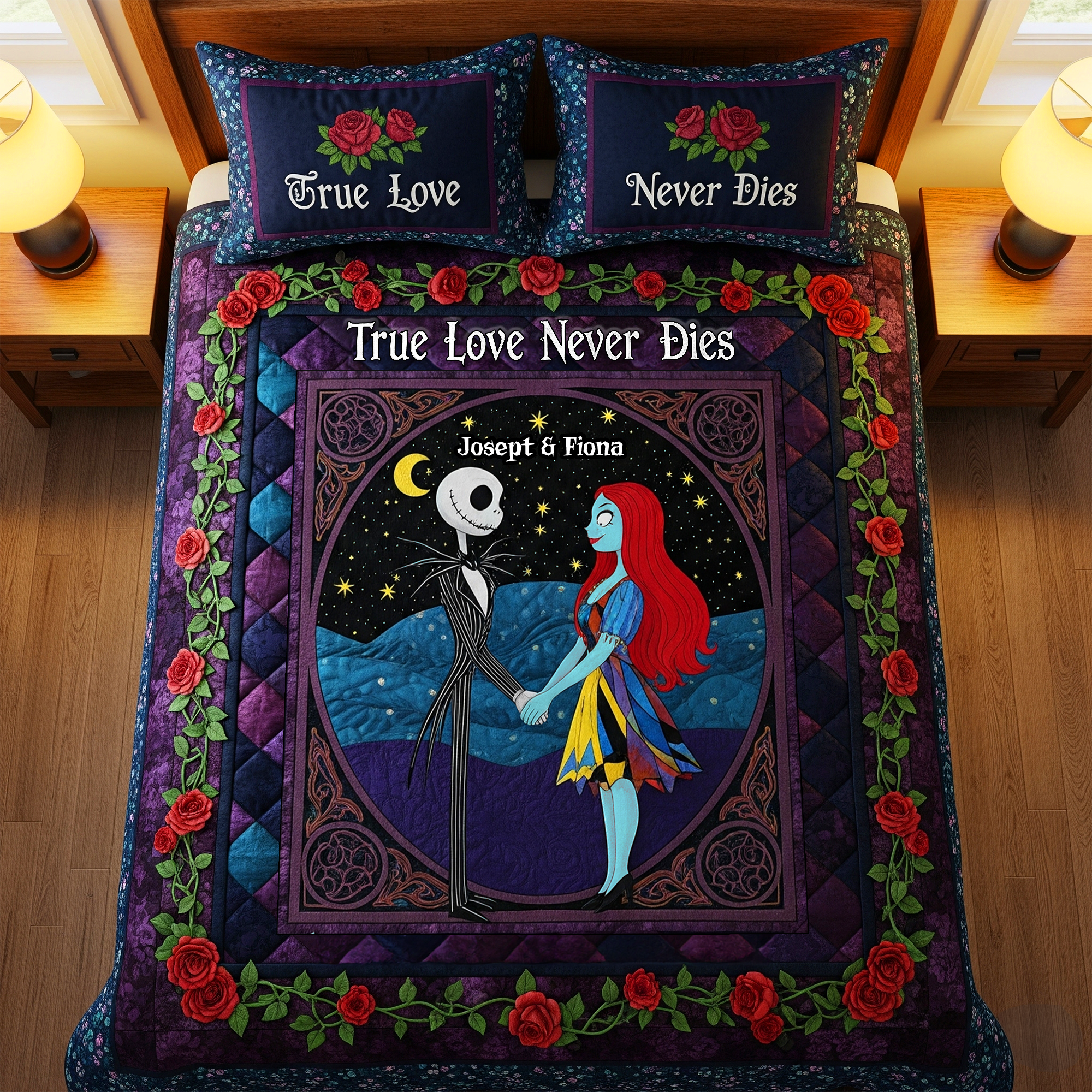 Skeleton Couple Quilt Bed Set - Personalized Gifts For Couple 06HULU080825-Homacus