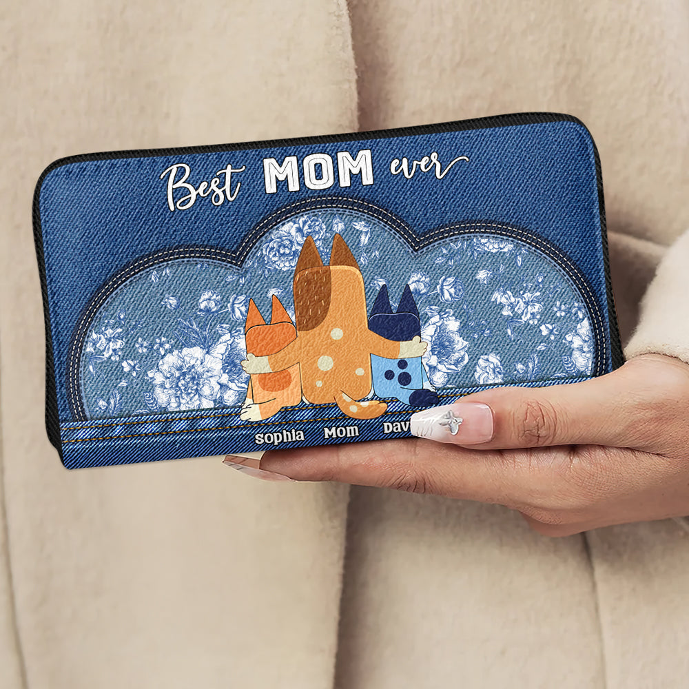 Personalized Gifts For Mom Twill Faux Leather Wallet Best Dog Mom Ever 01NADT030425-Homacus