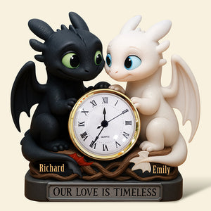 Dragon Couple Desk Clock Plaque Personalized Gifts For Couple 05TOQN050625-Homacus