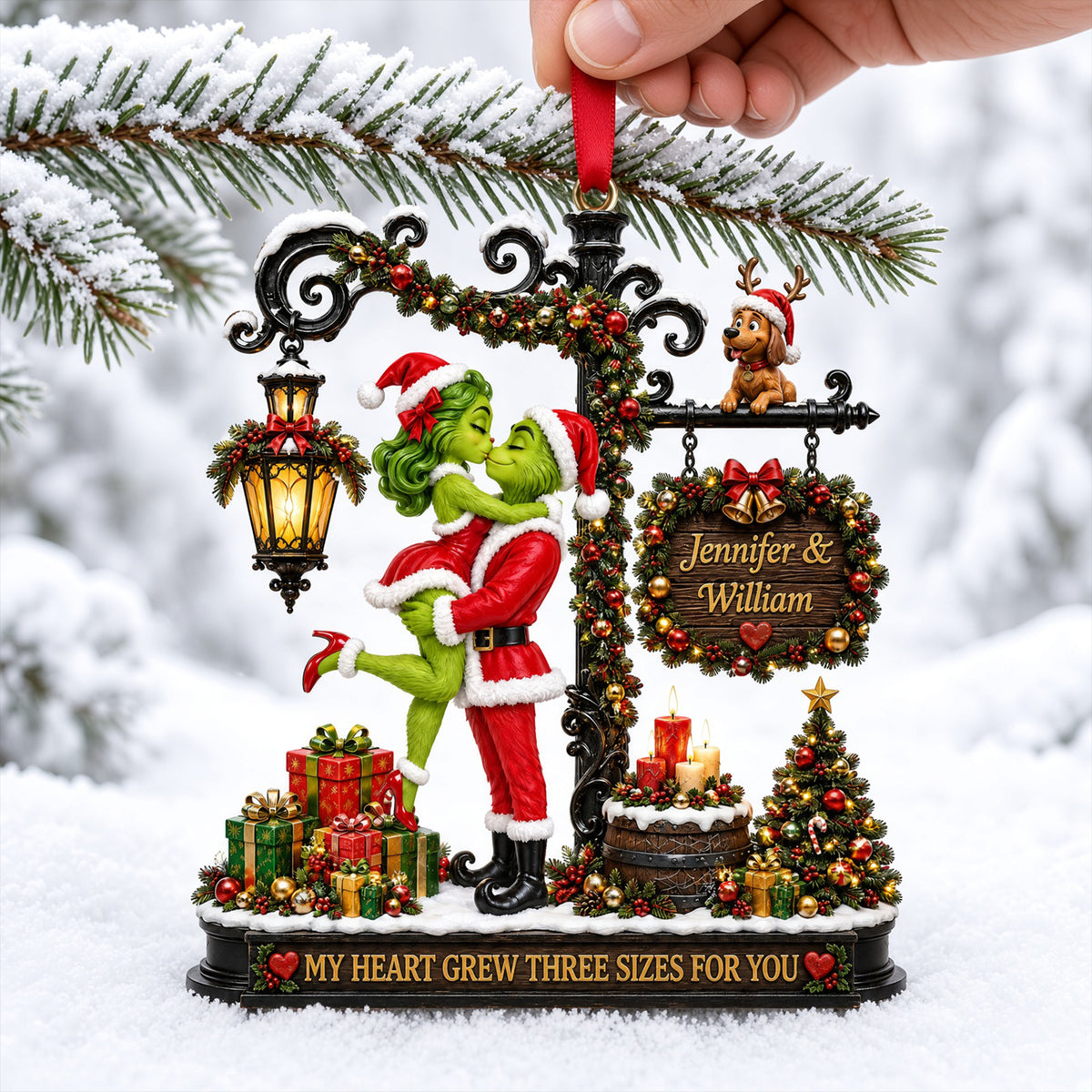 Romantic Kissing Couple Christmas Acrylic Ornament - Personalized Gifts For Couple 02tylu150926-Homacus
