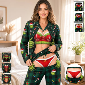 Cheeky Christmas Couple Button Up Pajama Set - Personalized Gift For Christmas 05TYDH090926-Homacus