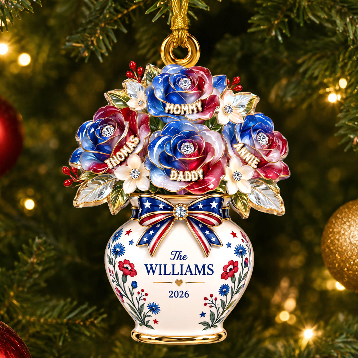 Patriotic Flower Vase Ornament, Personalized Gifts For Family 01qhdh120926-Homacus
