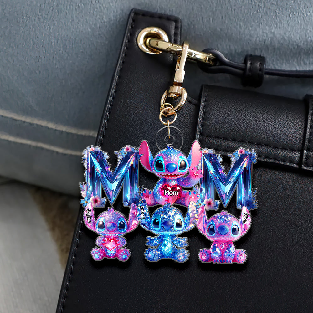 Cartoon Blue Aliens Keychain Personalized Christmas Gifts For Mom 03OHDT040425-Homacus