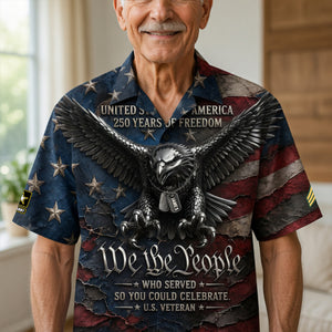 Bold Eagle Veteran Hawaiian Shirt, Personalized Gifts For Veterans 03QHDT160626-Homacus