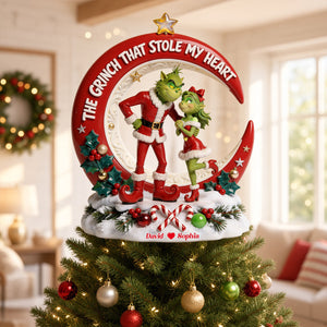 Funny Couple Acrylic Christmas Tree Topper - Personalized Gifts For Couple 02totn250826-Homacus