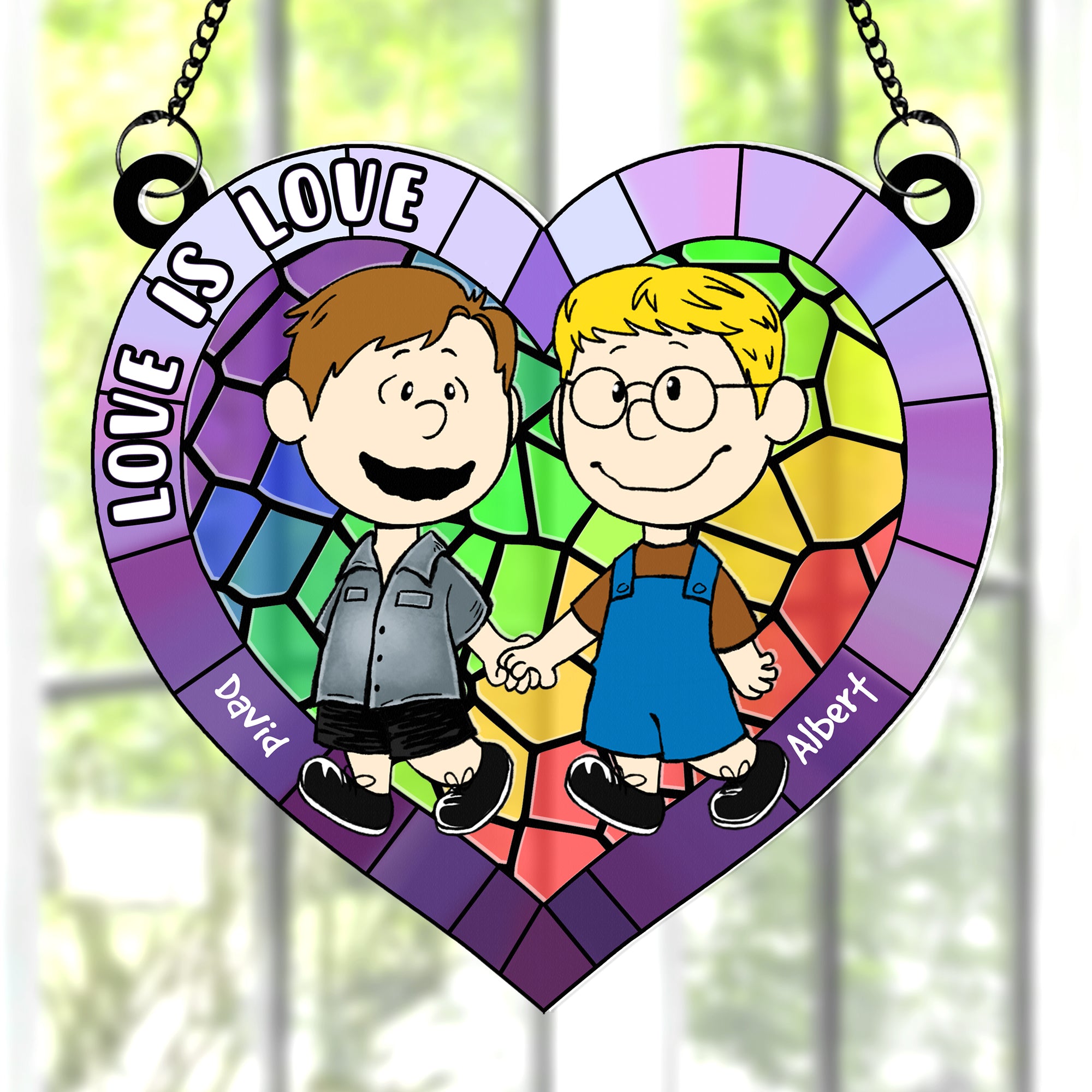 Personalized Gifts For LGBT Couple Suncatcher Ornament 03QHQN180624HH-Homacus